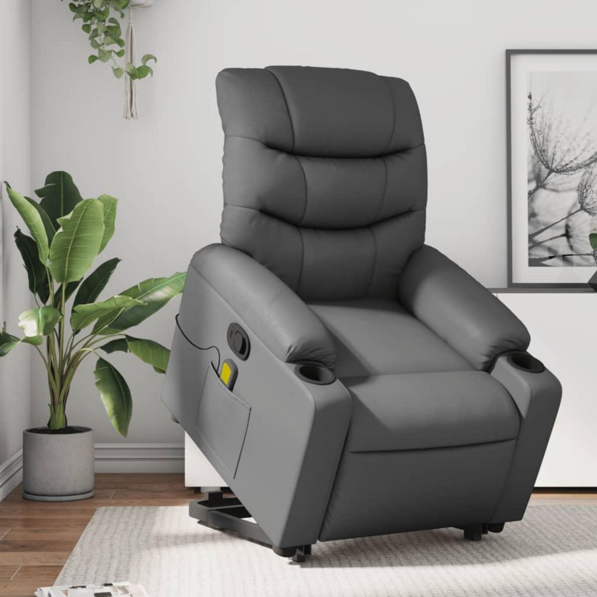 VIDAXL Fauteuil inclinable de massage Gris Similicuir