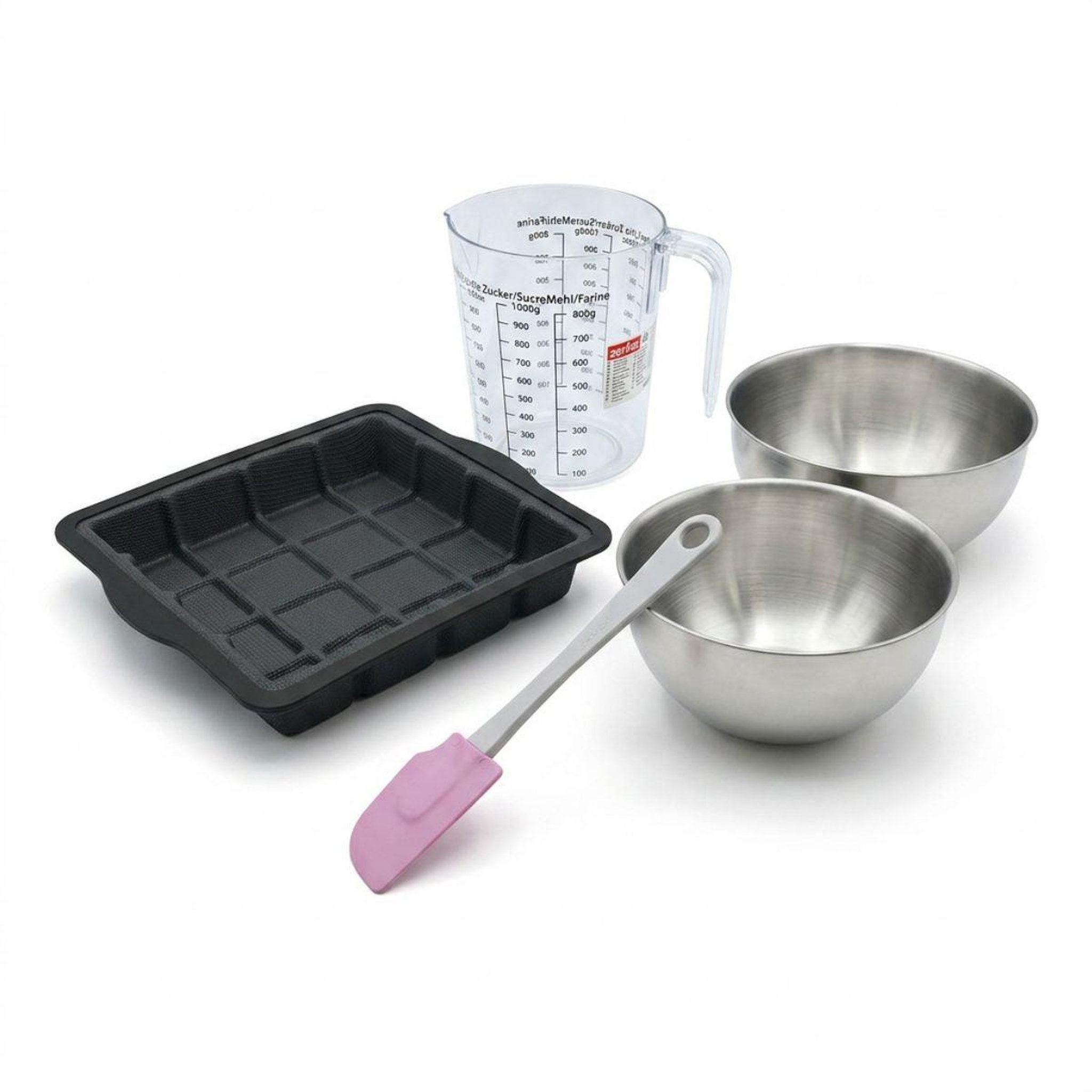 ZENKER Set de 5 ustensiles de pâtisserie moule à gâteaux bols spatule pâtisserie et verre doseur silicone fibre de verre silicone fibre de verre zenker  silicone fibre de verre