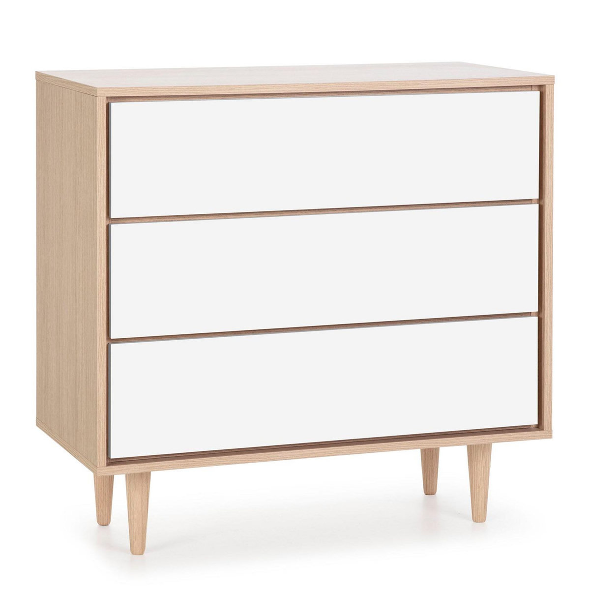 VS VENTA-STOCK Commode de Nuit Denia Couleur Chêne/Blanc, 80 cm Largeur