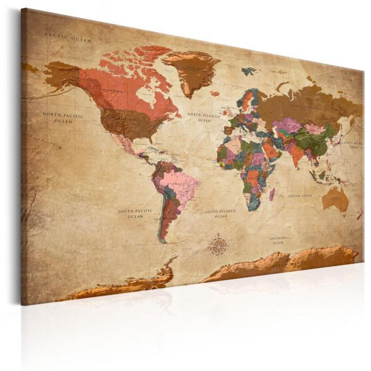 Paris Prix Tableau Imprimé  World Map : Brown Elegance