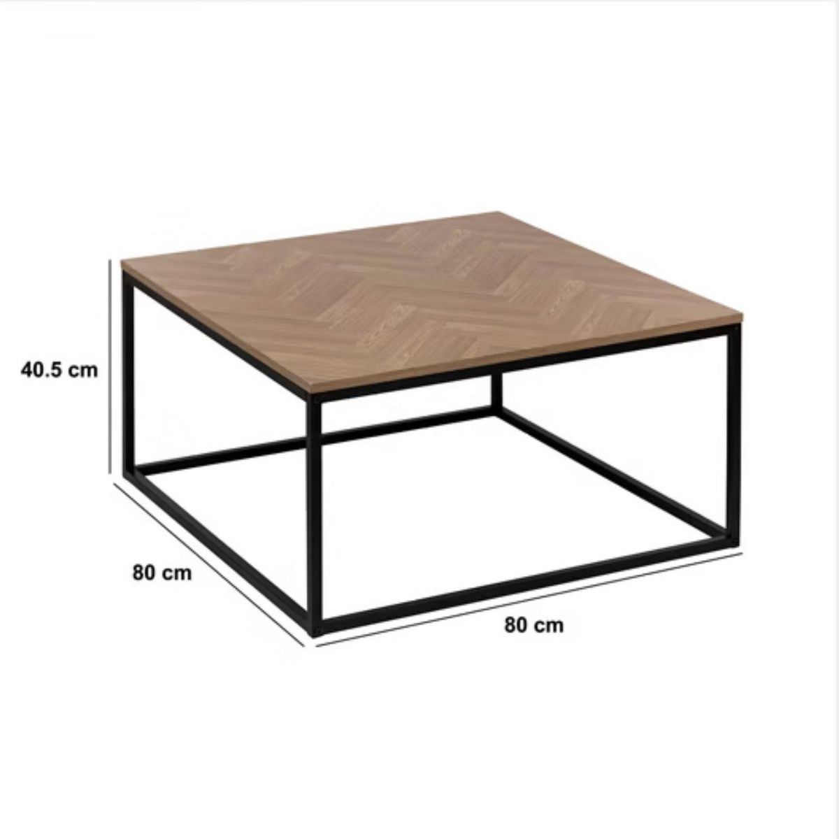 FIVE Table basse en bois et métal CHEVRONS - Beige et noir