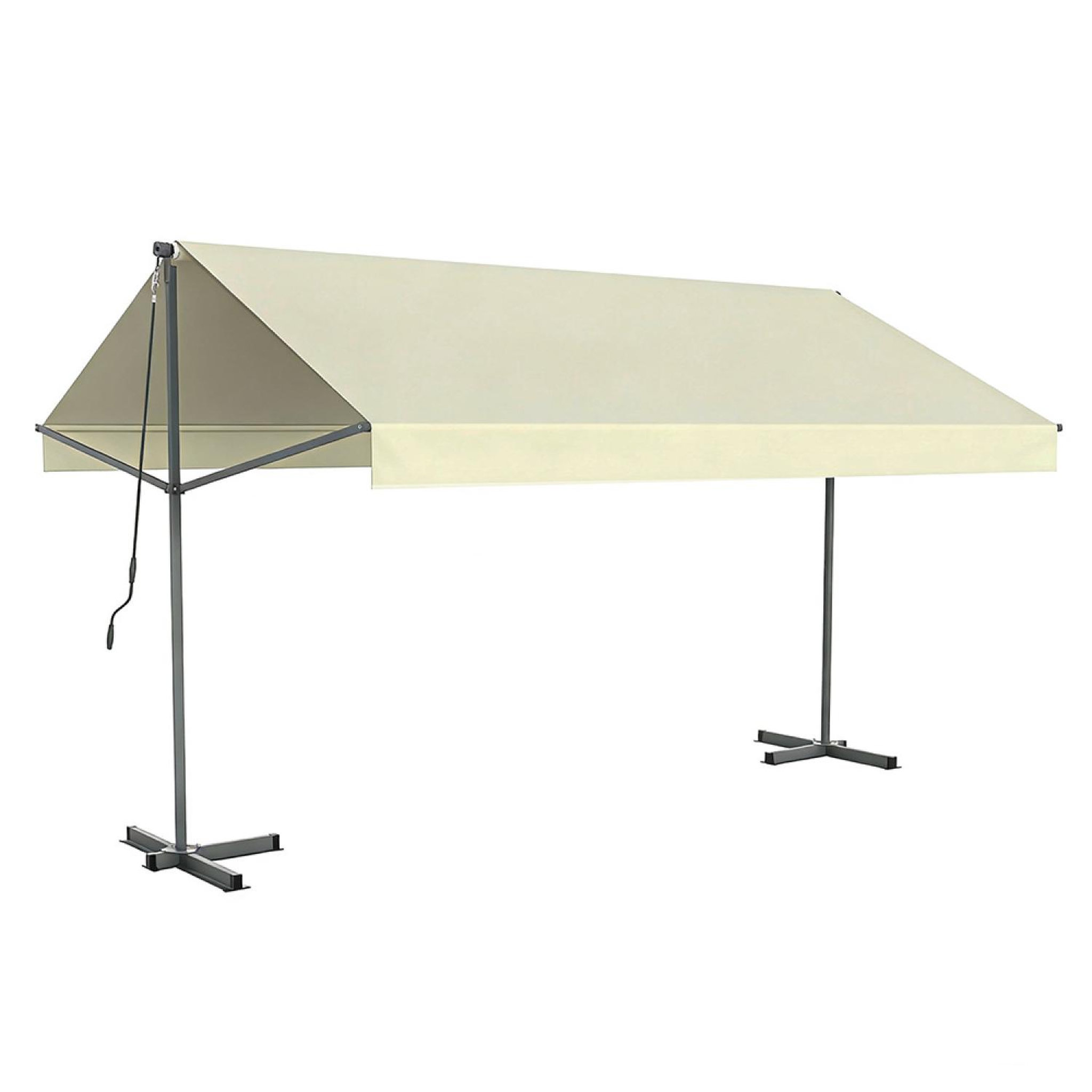 CONCEPT USINE Store banne double pente manuel 4 x 15-15 m beige hydrofuge iseo