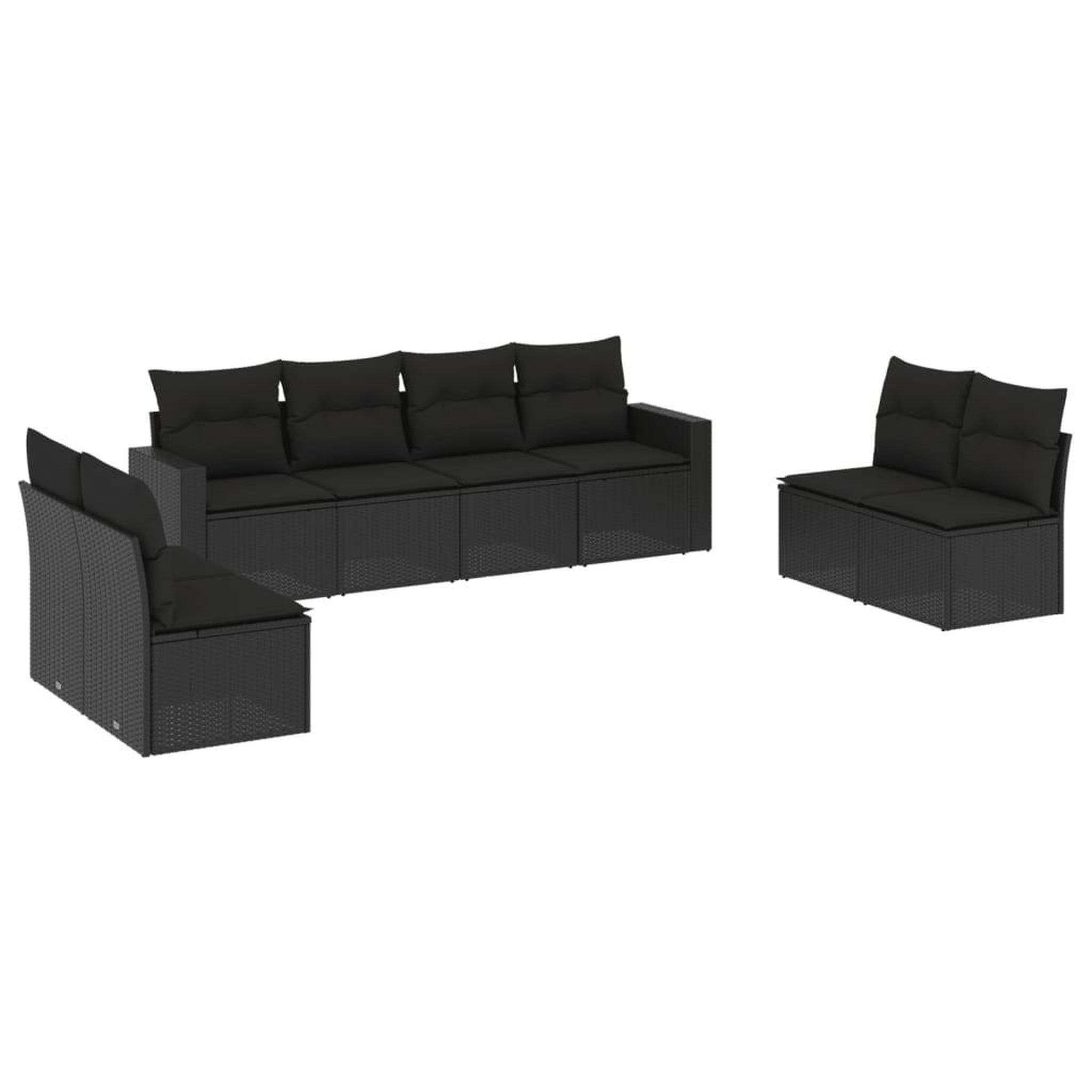 Voir la diapositive 2 : VIDAXL Salon de jardin 8 pcs avec coussins noir resine tressee
