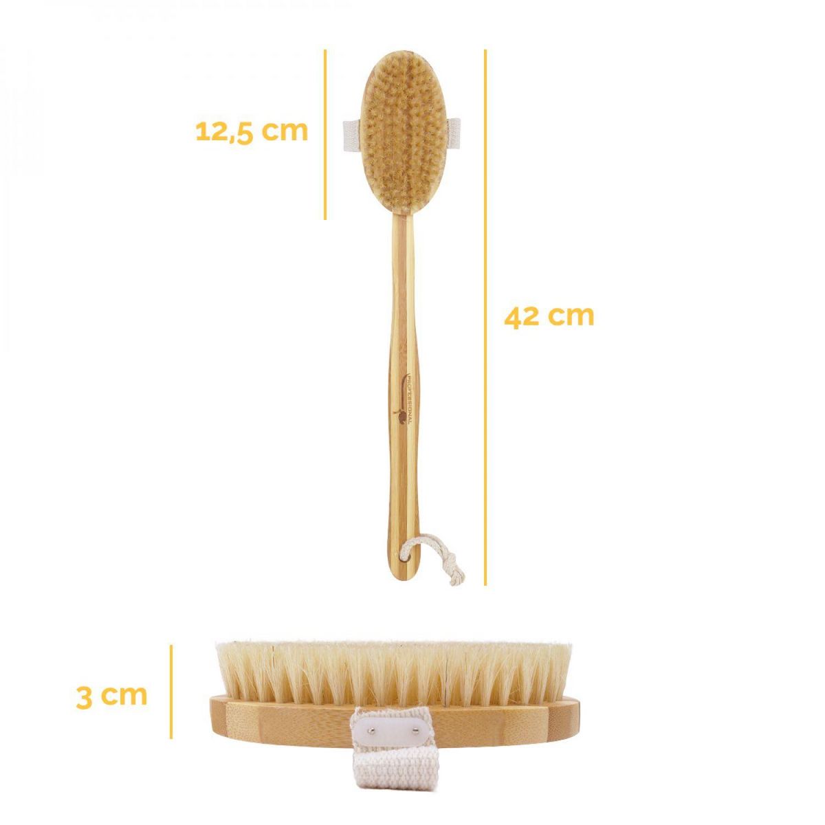 VIVEZEN Brosse à poils en bambou 42 cm avec manche amovible et poignée de maintien