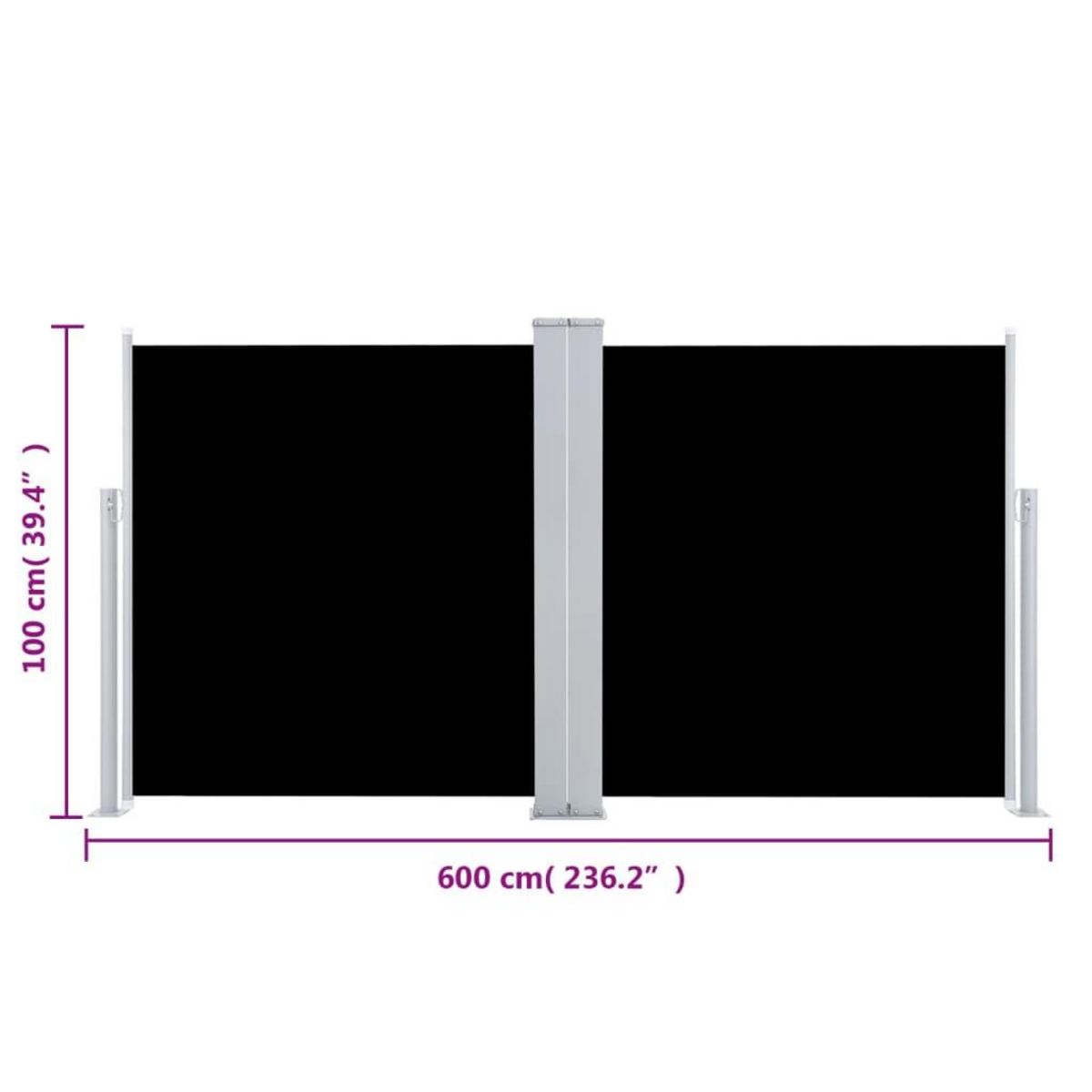 VIDAXL Auvent lateral retractable Noir 100 x 600 cm