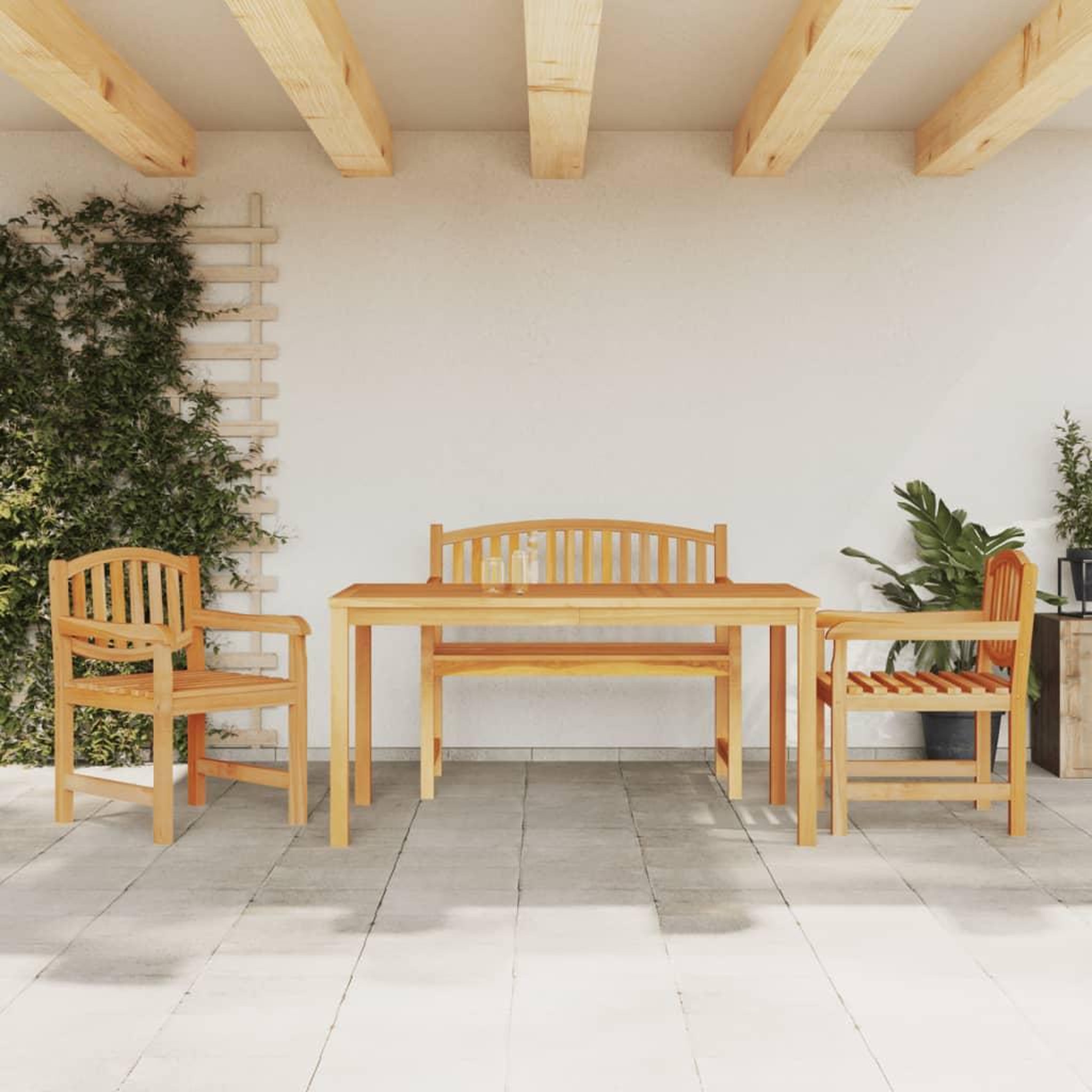 VIDAXL Ensemble a manger de jardin 4 pcs Bois de teck massif