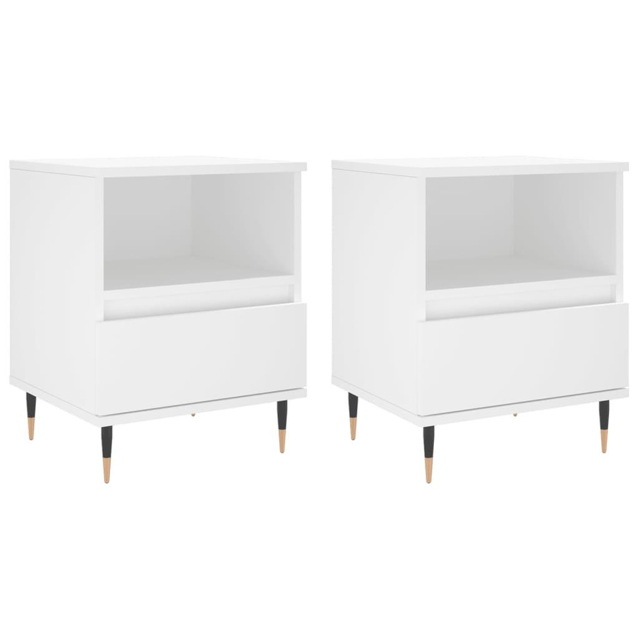 Voir la diapositive 2 : VIDAXL Tables de chevet 2 pcs blanc 40x35x50 cm bois d'ingenierie