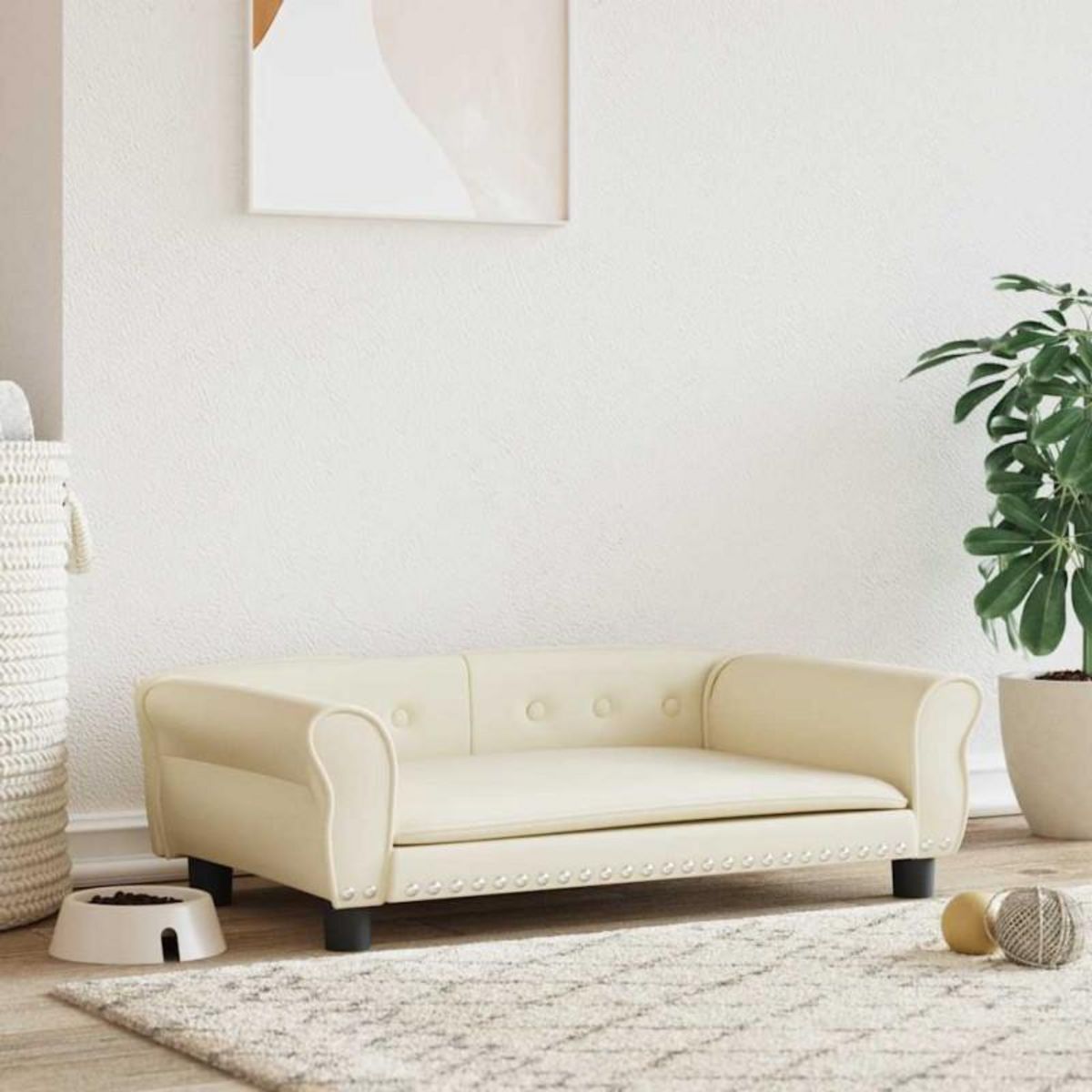 VIDAXL Lit pour chien crème 95x55x30 cm similicuir