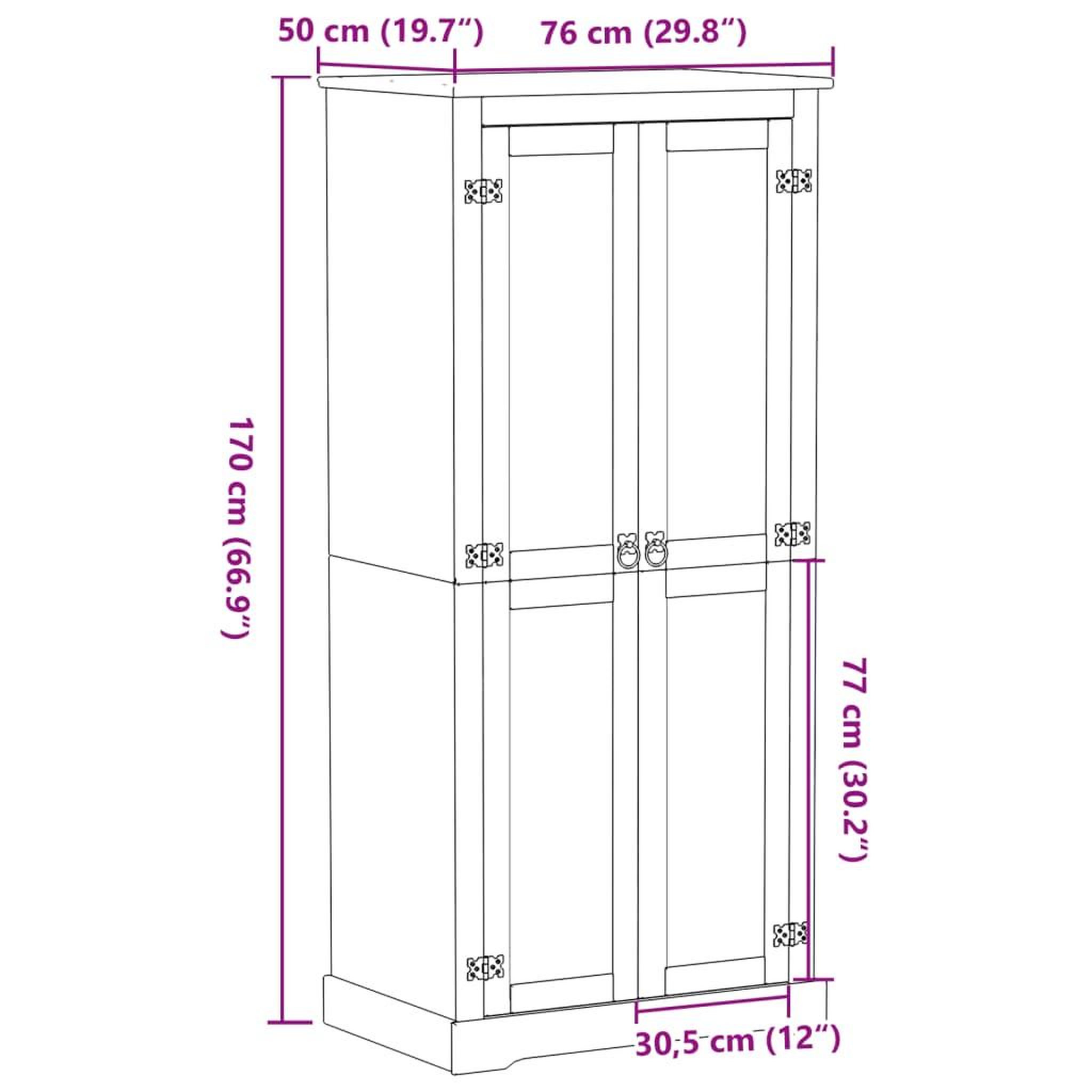 Voir la diapositive 6 : VIDAXL Garde-robe  76x50x170 cm bois de pin massif