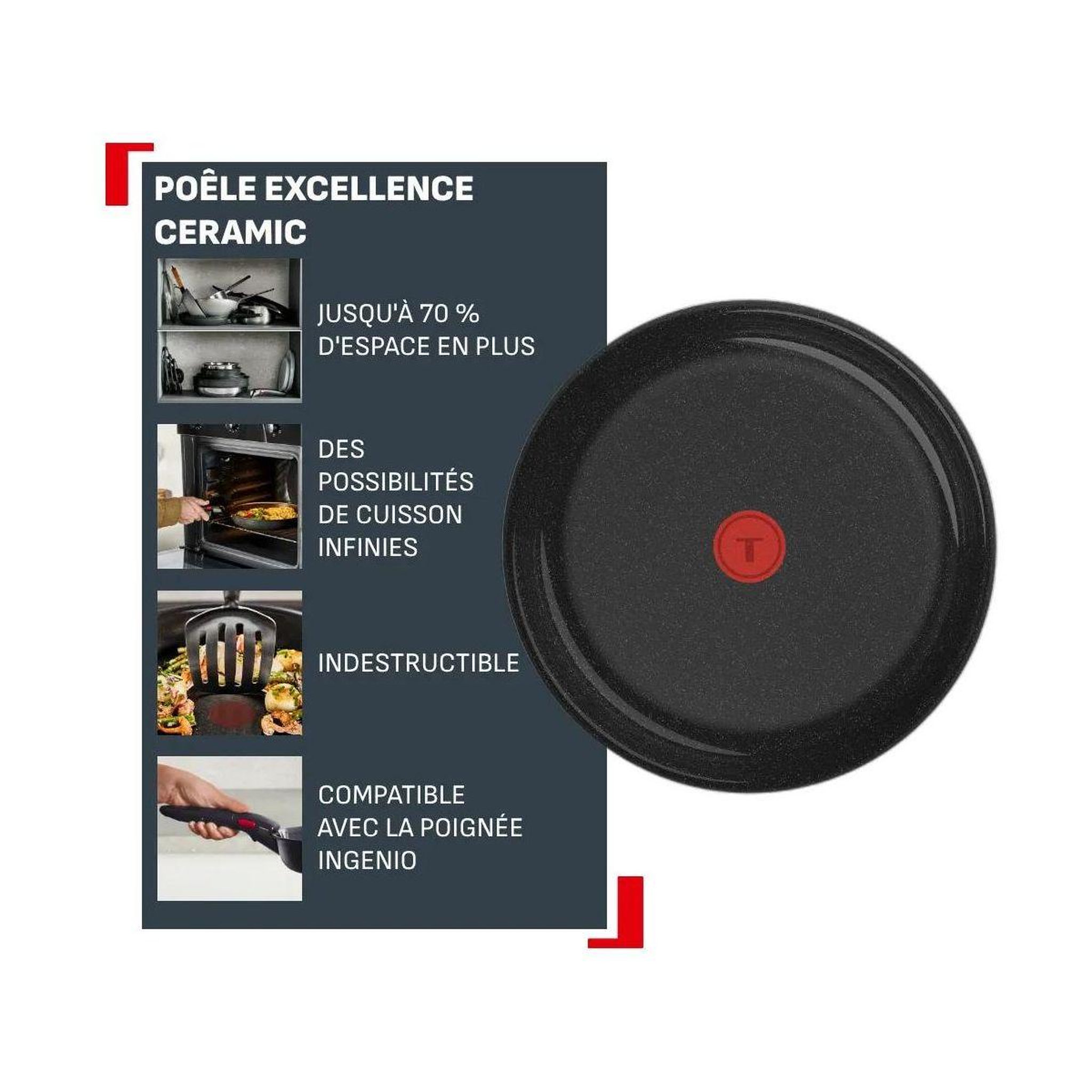 Voir la diapositive 2 : TEFAL Poêle ingenio excellence ceramic 26cm