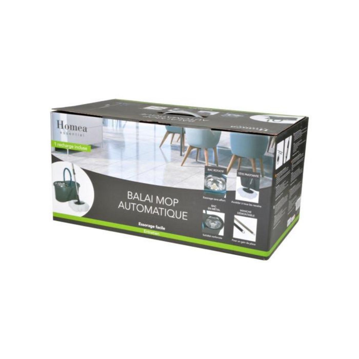 Paris Prix Balai Essorage & Seau  Auto  12,5L Anthracite