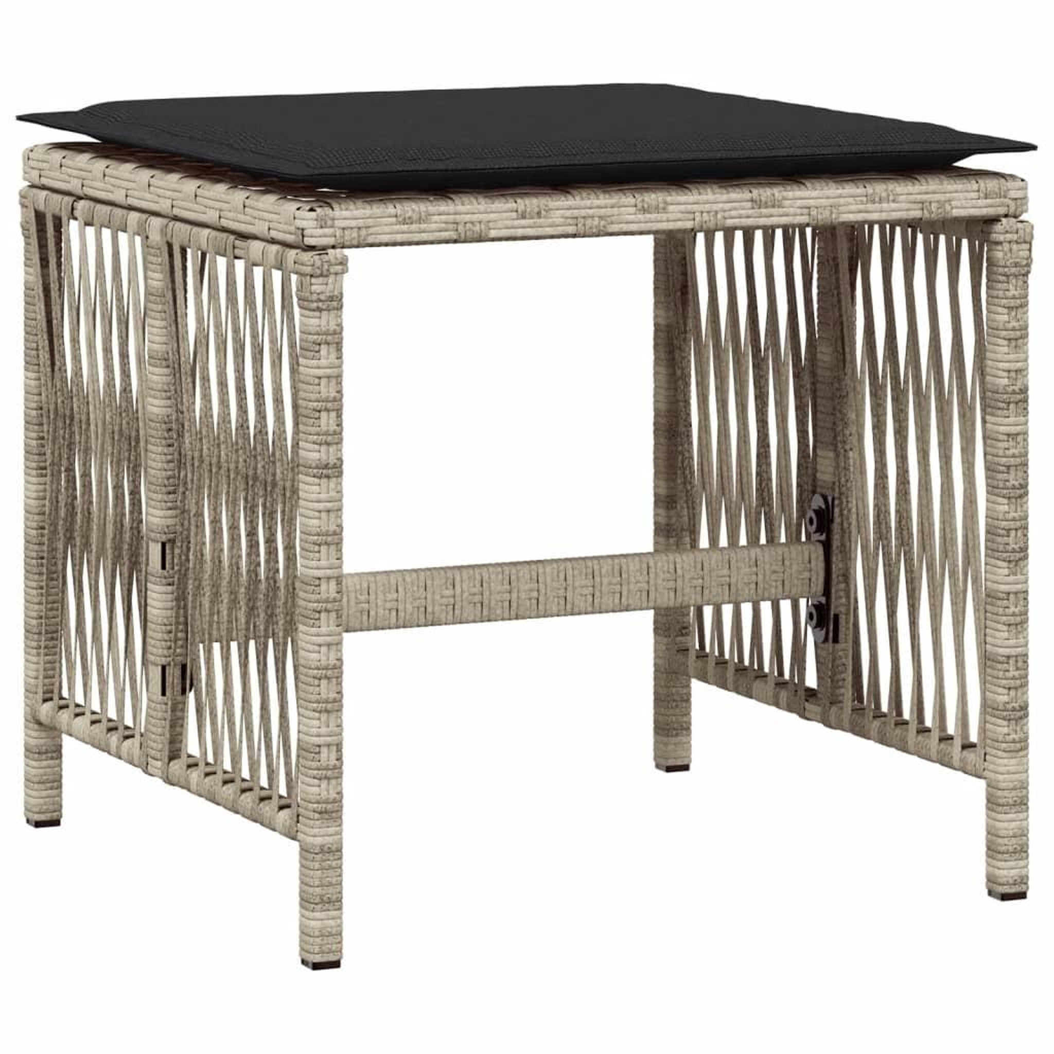 Voir la diapositive 4 : VIDAXL Tabourets de jardin et coussins lot de 4 gris clair 41x41x36 cm