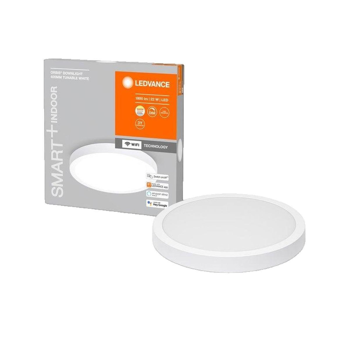 LEDVANCE Plafonnier LED intelligent LEDVANCE ORBIS 22W Ø400 mm blanc