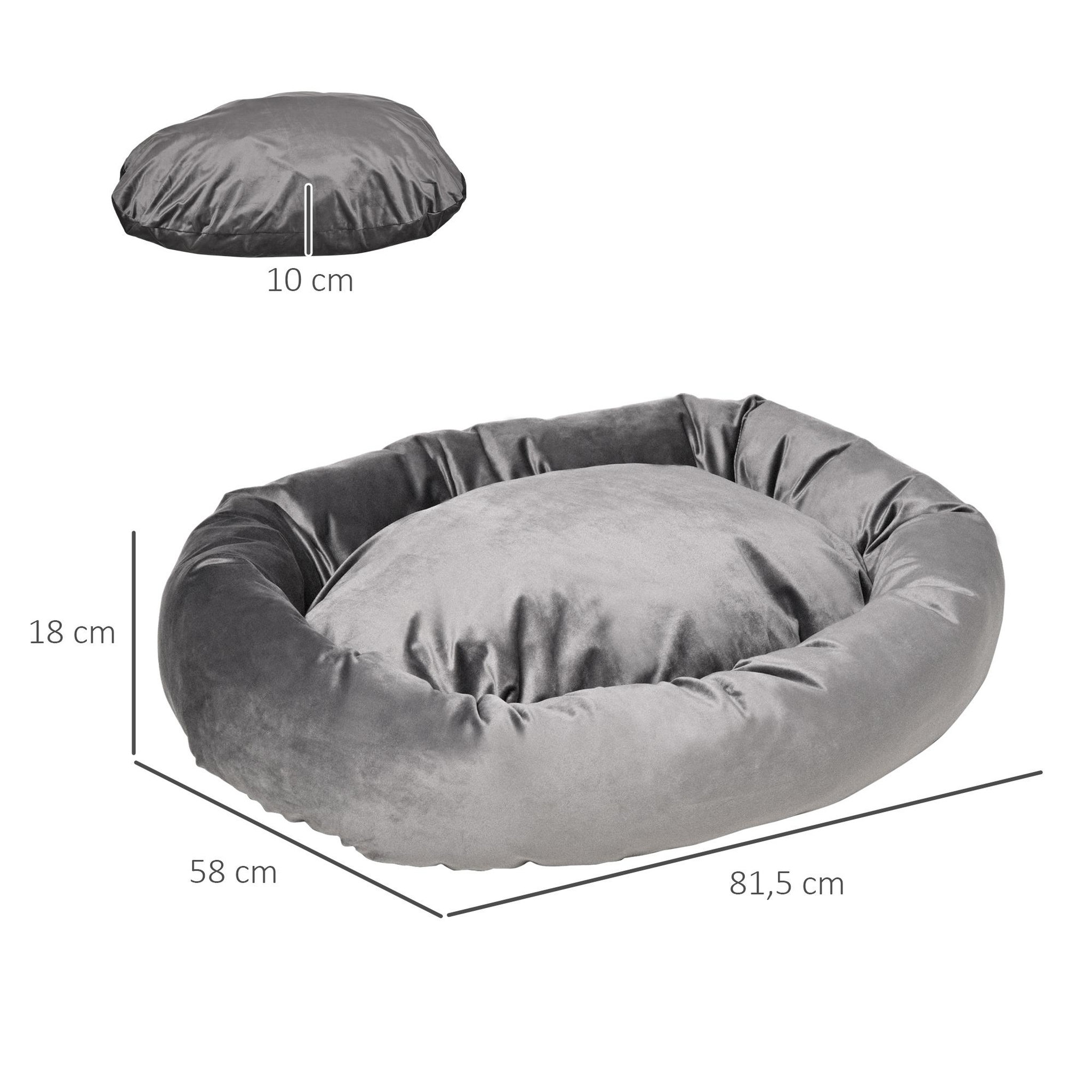 Voir la diapositive 3 : PAWHUT PawHut Lit pour chien chat panier pour chien orthopédique rembourrage coton PP housse lavable amovible gris