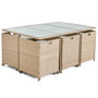 Voir la diapositive 3 : BEST MOBILIER Fira – salon de jardin encastrable en résine tressée beige - 10 places - coussins beige + housse de protection