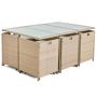 Voir la diapositive 3 : BEST MOBILIER Fira – salon de jardin encastrable en résine tressée beige - 10 places - coussins beige + housse de protection