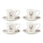 Voir la diapositive 1 : Paris Prix Lot de 4 Tasses à Thé & Sous-Tasses  Renne Winter  22cl Blanc