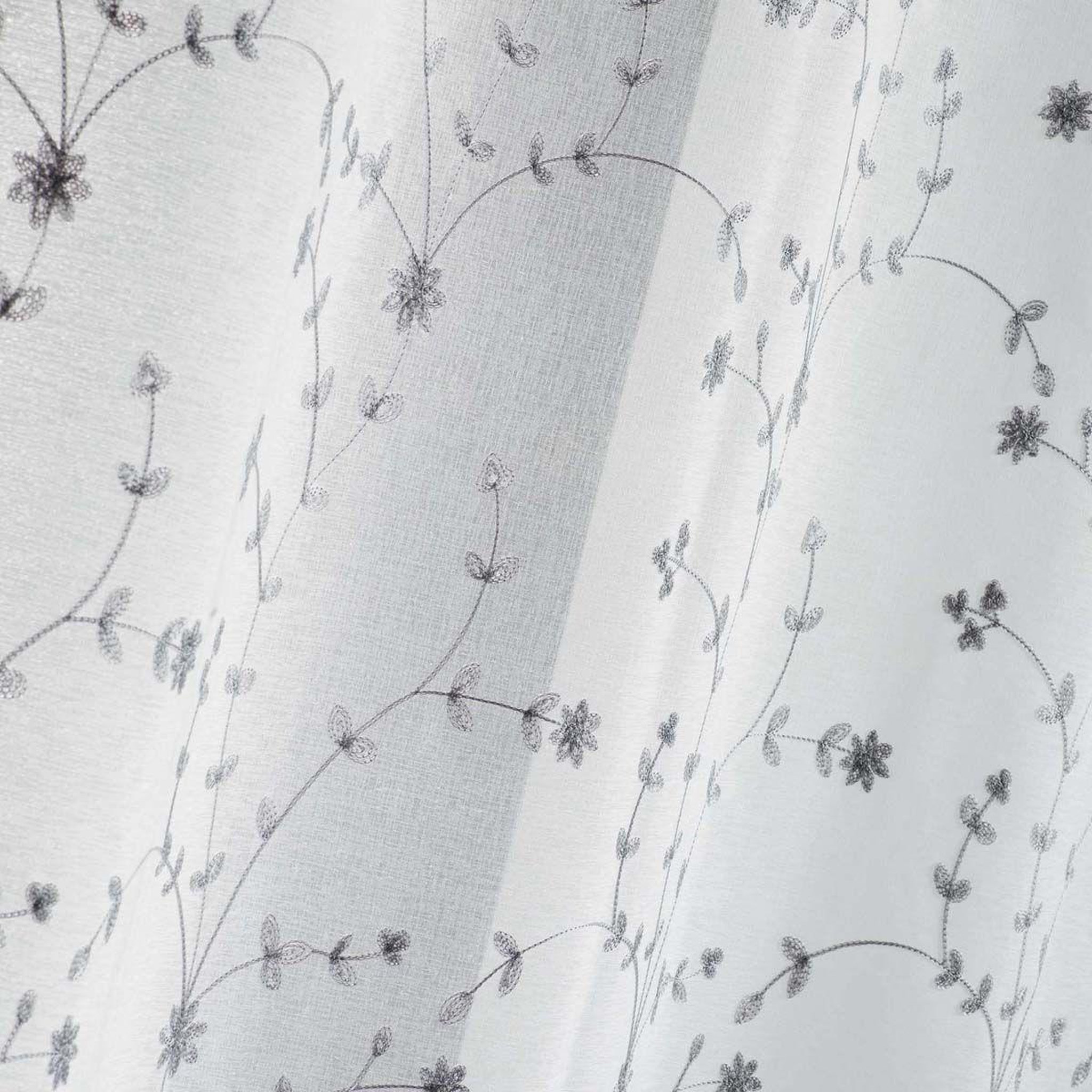 Voir la diapositive 2 : Douceur d'Intérieur Rideau voilage à œillets  petite fleur  140x240cm blanc & gris