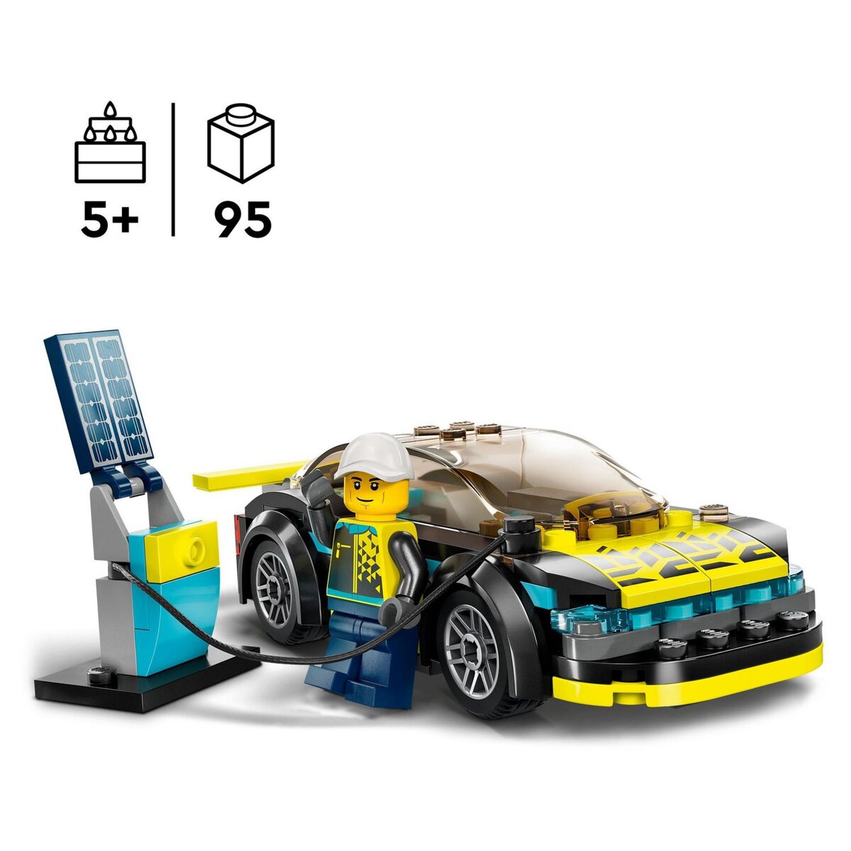 LEGO City 60383 La Voiture de Sport Électrique, Jouet pour Garçons et Filles de 5 Ans, Set de Voiture de Course