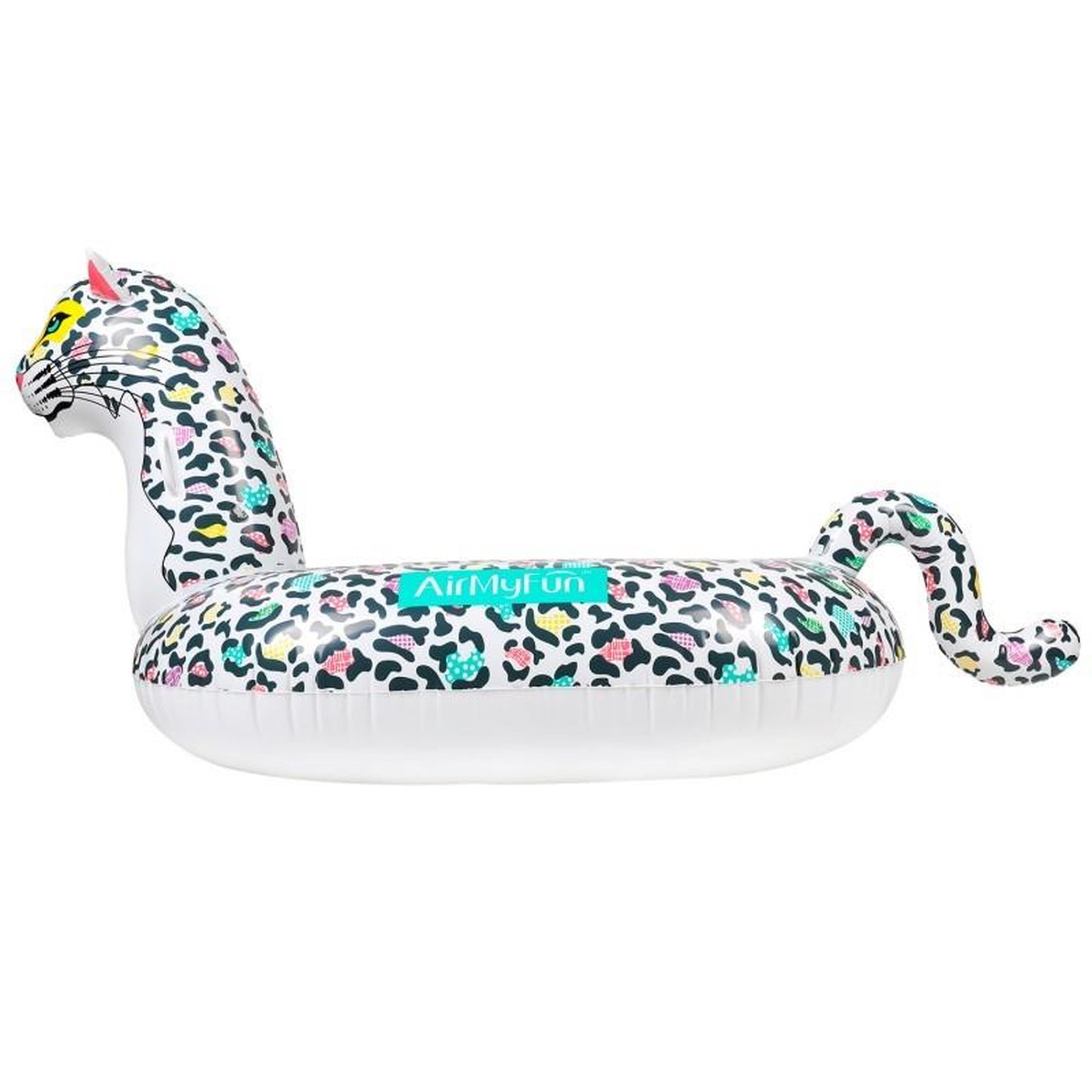 AIRMYFUN Bouée Gonflable XXL Chevauchable, Piscine & Plage, Flotteur Deluxe - Léopard 150x150x105cm