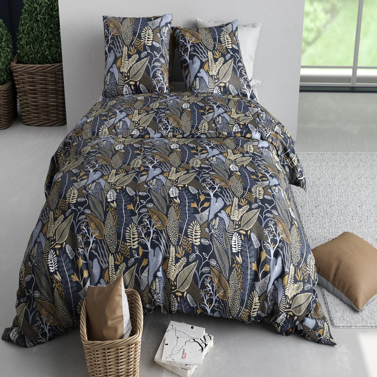 ATELIER DU COTON Parure housse de couette imprimée 100% coton 57fils EMALI