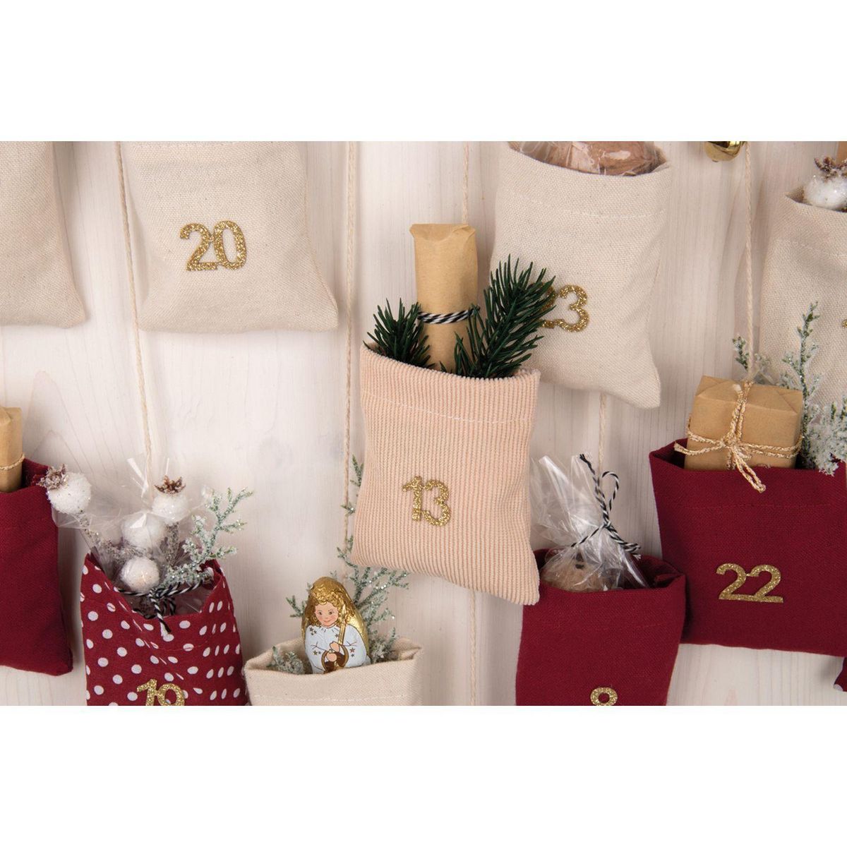 Rayher Calendrier de l'avent 24 pochettes tissu à suspendre