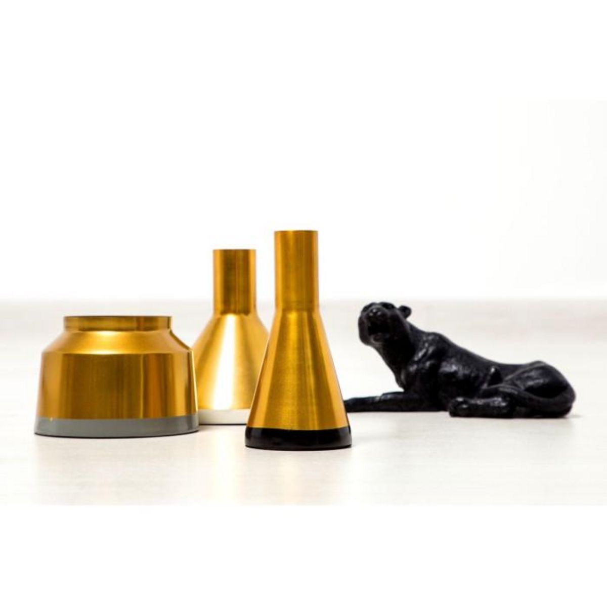 Paris Prix Lot de 3 Vases Déco  Culture  16cm Blanc & Or