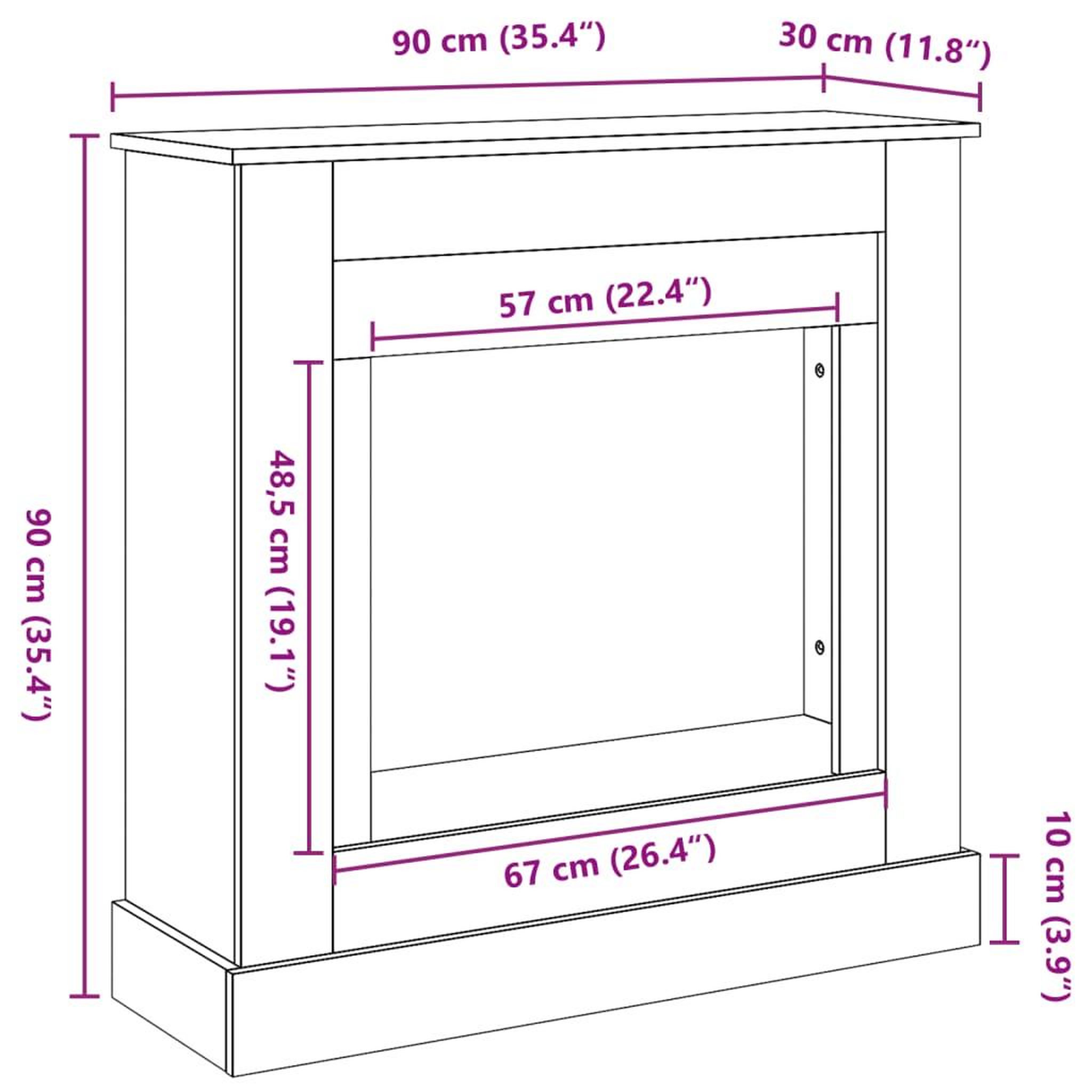 Voir la diapositive 6 : VIDAXL Cadre de cheminee chene sonoma 90x30x90 cm bois d'ingenierie