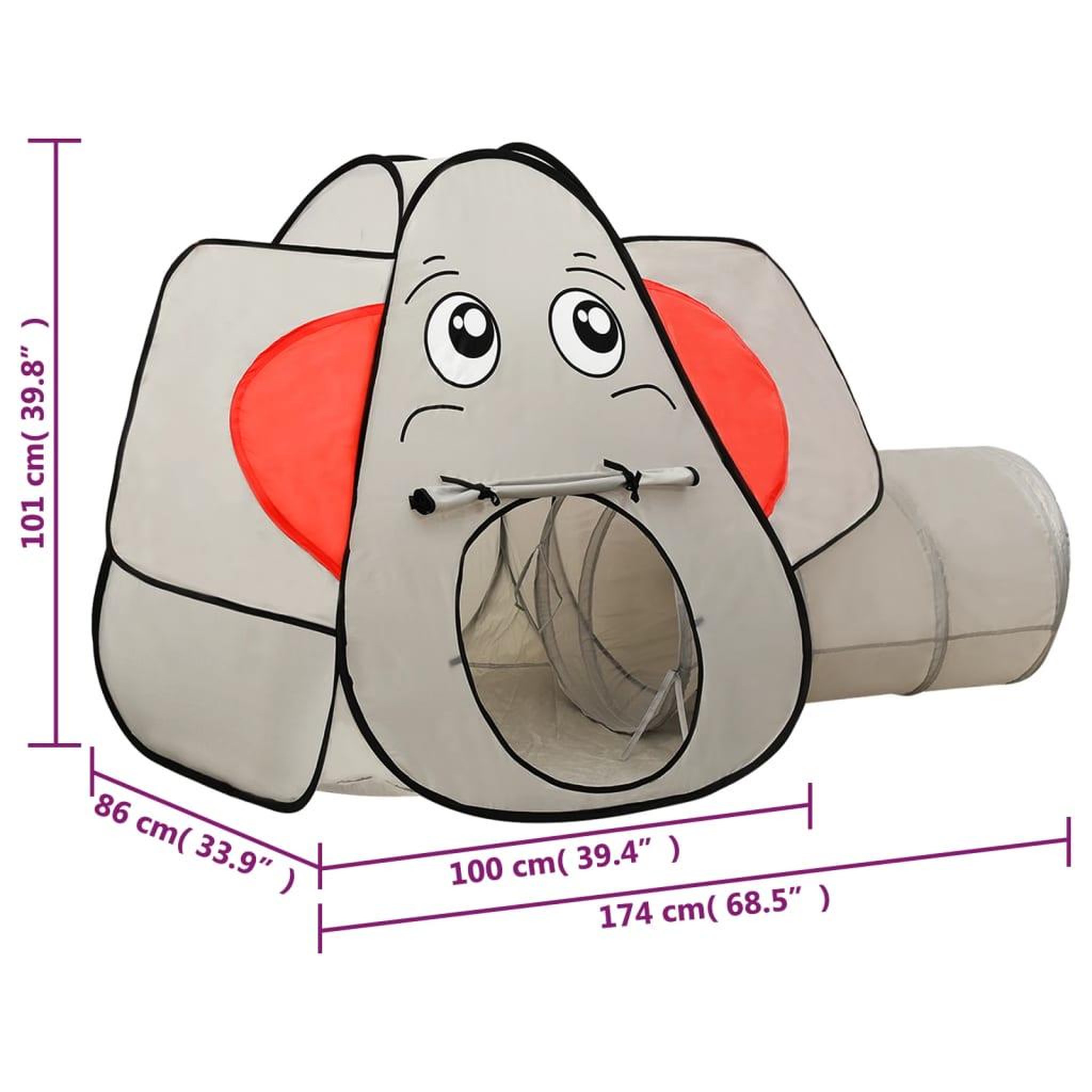Voir la diapositive 6 : VIDAXL Tente de jeu pour enfants elephant gris 174x86x101 cm