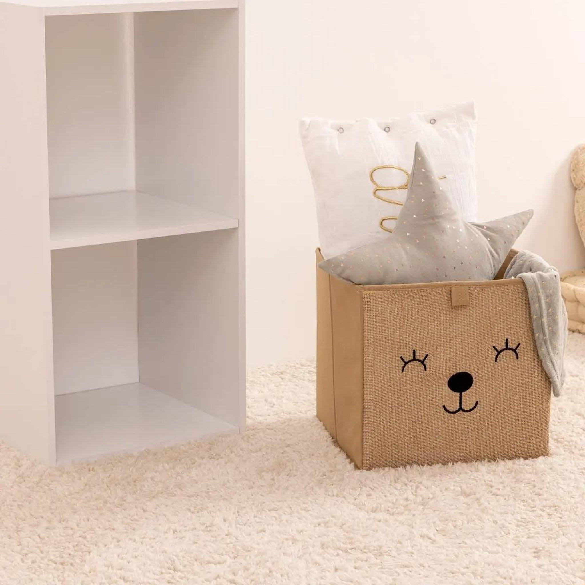 Voir la diapositive 2 : Atmosphera Kids Boîte de rangement pliable  animal  29x29cm marron