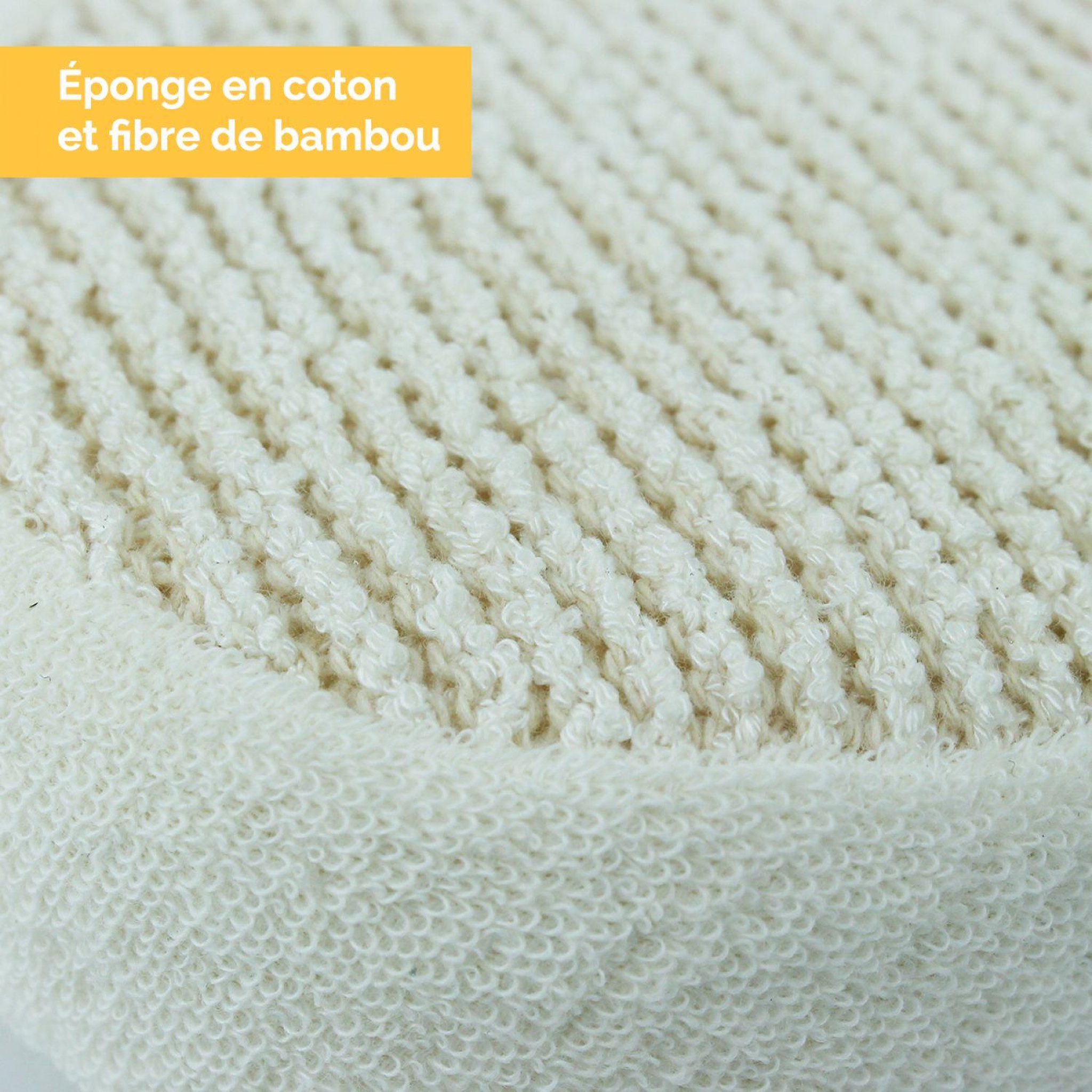 Voir la diapositive 3 : VIVEZEN Lot de 2 éponges exfoliantes en fibre de bambou 15 x 10,5 x 3 cm avec poignée de maintien