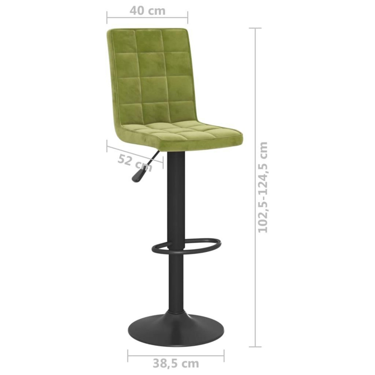 VIDAXL Tabourets de bar lot de 2 vert clair velours