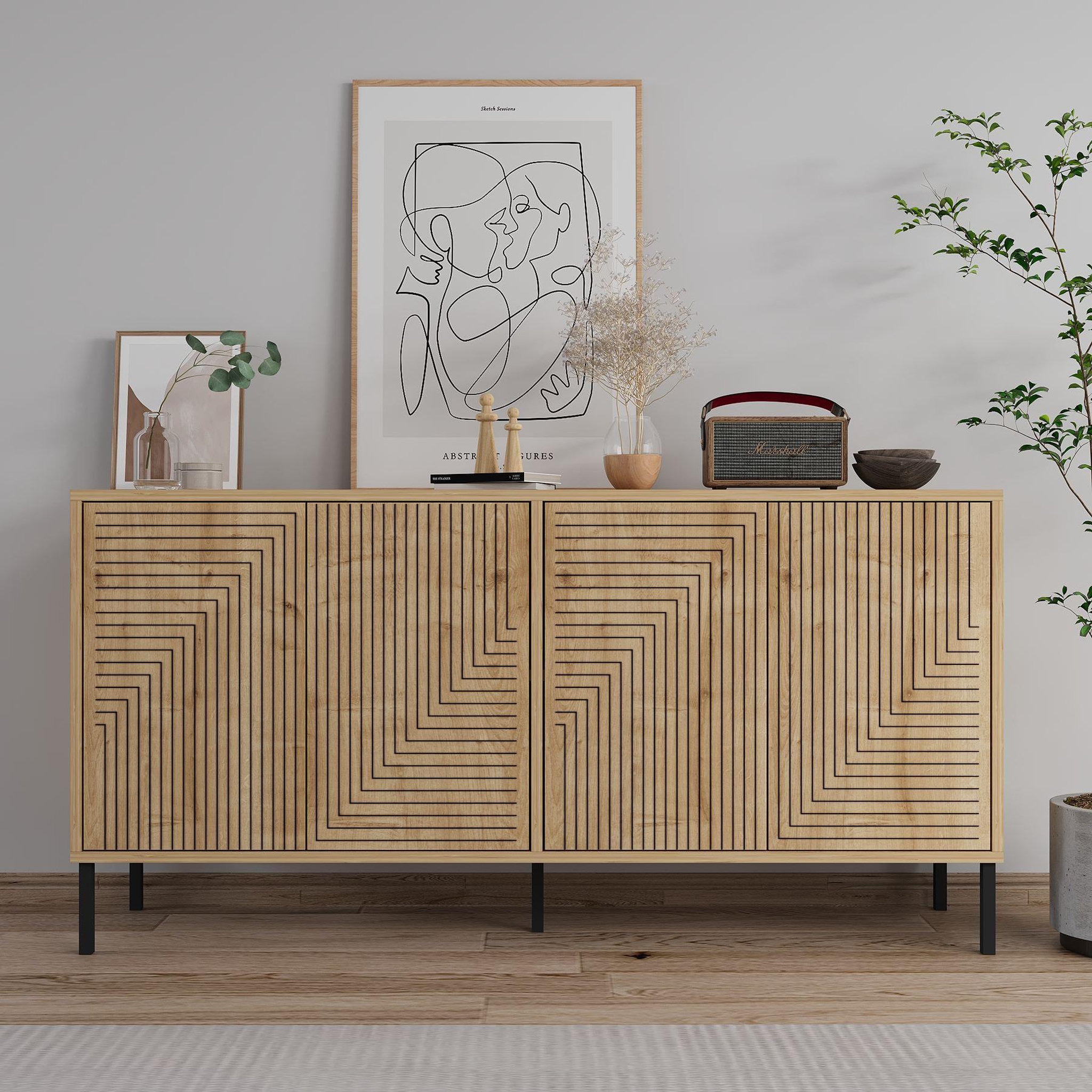 Voir la diapositive 2 : Habitat et Jardin Buffet en bois  evolet  - 150 x 36 x 75 cm - beige