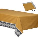 ATMOSPHERA Nappe & 6 Serviettes de Table  Inuits Dreams  150x250cm Ocre