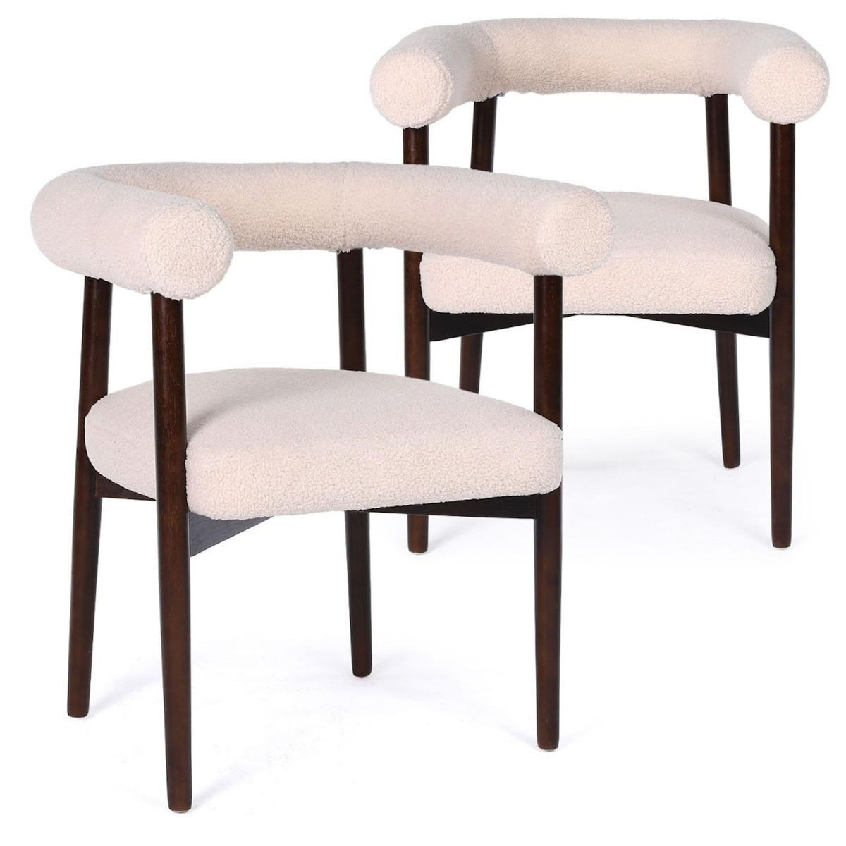 Paris Prix Lot de 2 Chaises en Tissu Bouclette  Alva  75cm Beige