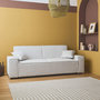 Voir la diapositive 1 : SWEEEK Canapé convertible 3 places blanc crème velours côtelé L 231 x P 96.5 x H 80cm