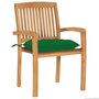 Voir la diapositive 2 : VIDAXL Chaises de jardin lot de 2 et coussins vert Bois de teck massif