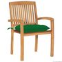 Voir la diapositive 2 : VIDAXL Chaises de jardin lot de 2 et coussins vert Bois de teck massif