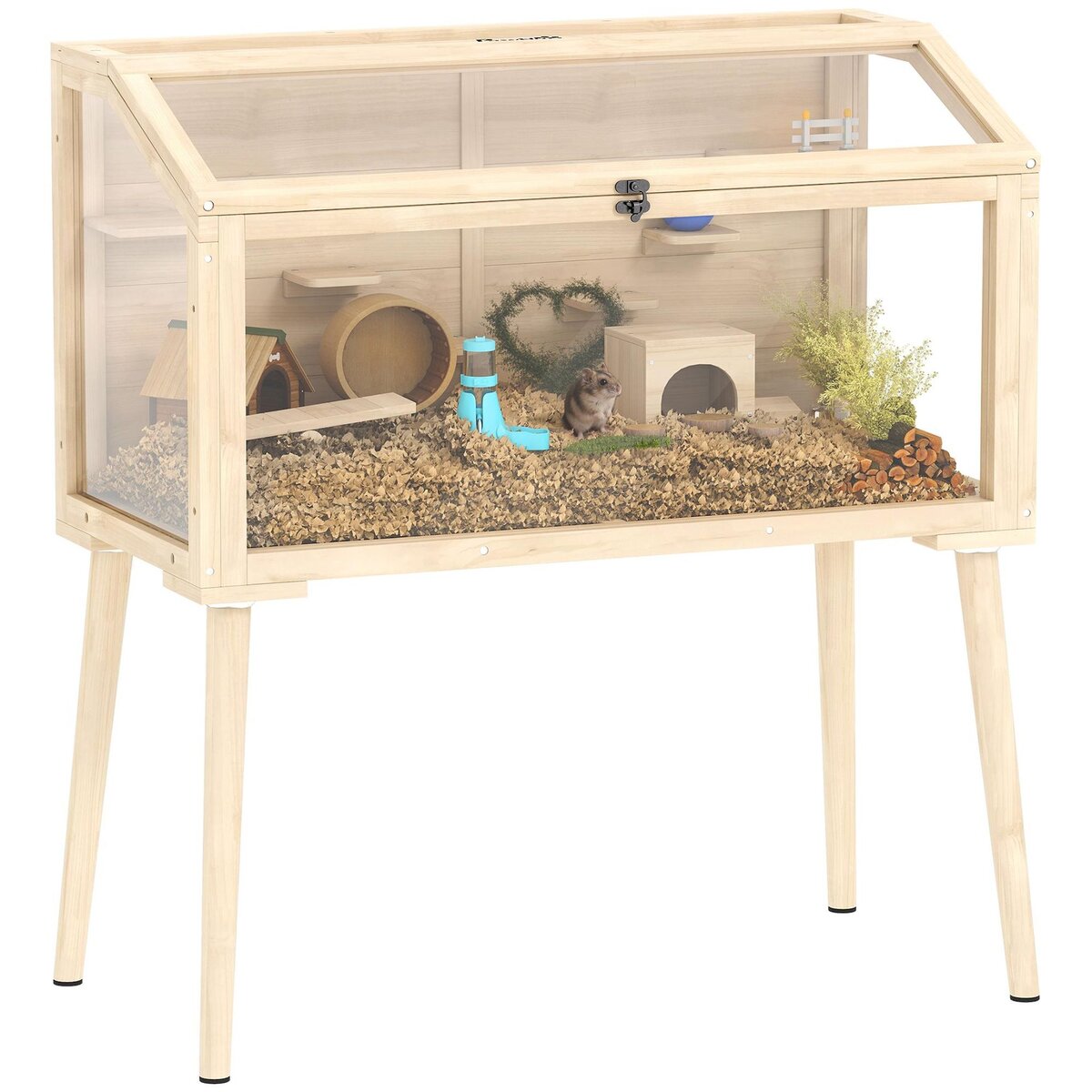 PAWHUT Cage hamster rongeur en bois plexiglas - 7 plateformes - multi-accessoires - 110 x 52 x 101 cm