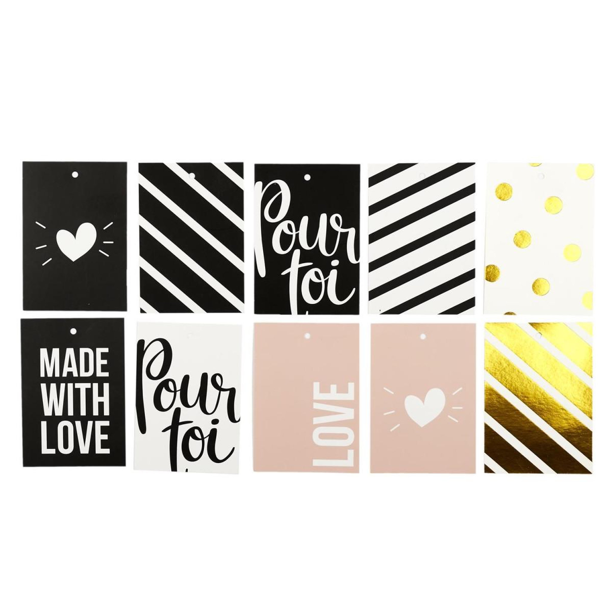 PARTY TIME Lot de 10 étiquettes cadeaux  festif  10cm noir