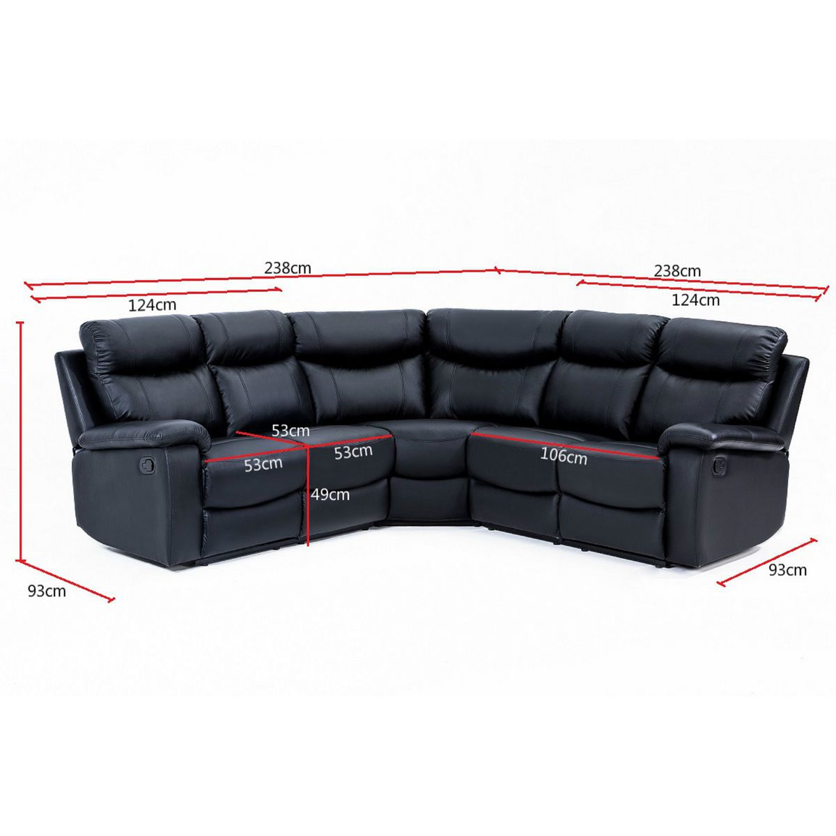 Canapé d'angle 6 places relax manuel simili HELENE