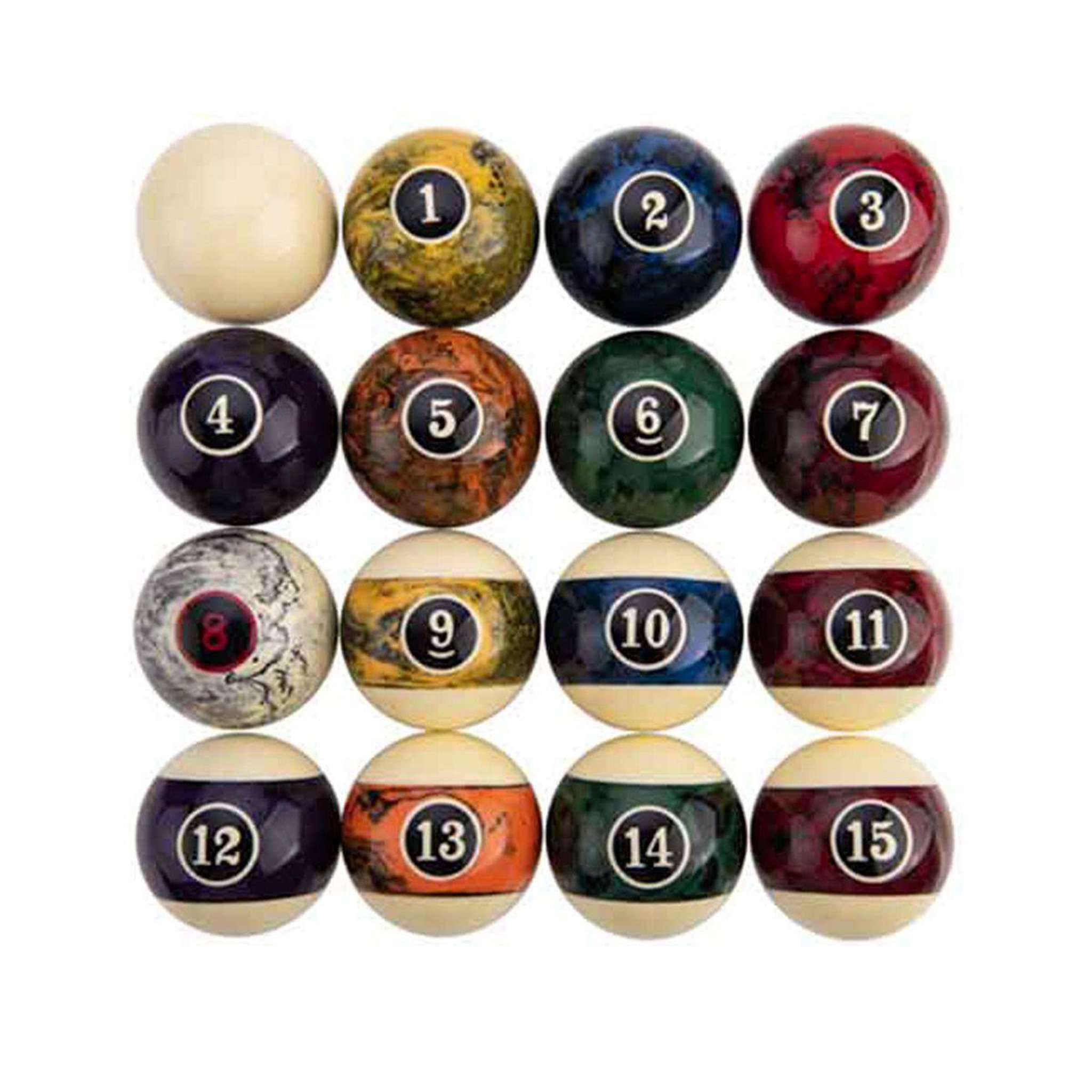 Voir la diapositive 2 : DE FAUGERES Lot de 16 Billes de Billard  Jeu Américain  5cm Multicolore