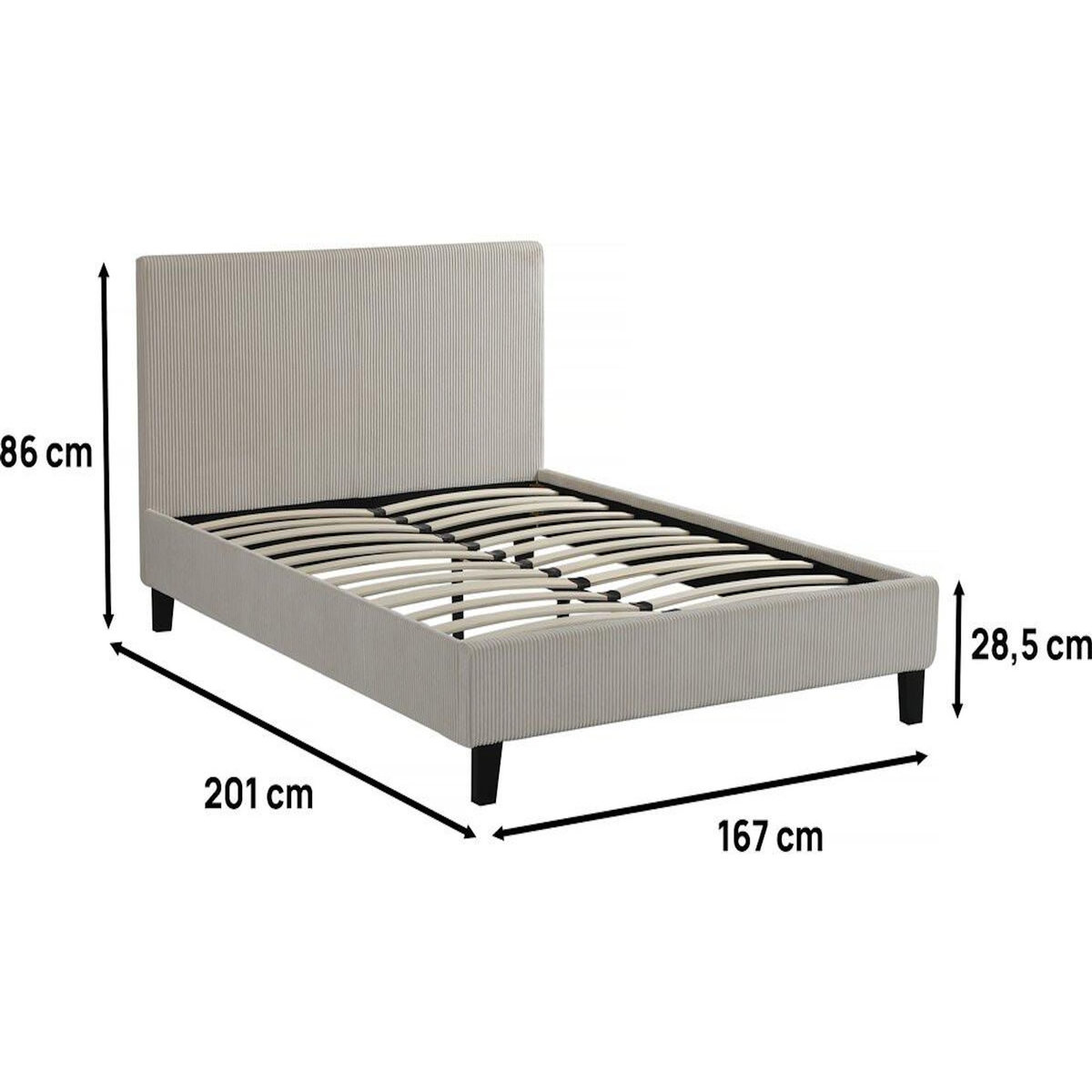 Habitat et Jardin Lit en Velours Cotelé  Ambre  - 160 x 200 - Beige