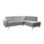 Voir la diapositive 4 : Canapé d'angle 4-5 places fixe avec LED -TOMY- Tissu gris chiné clair - Angle droit