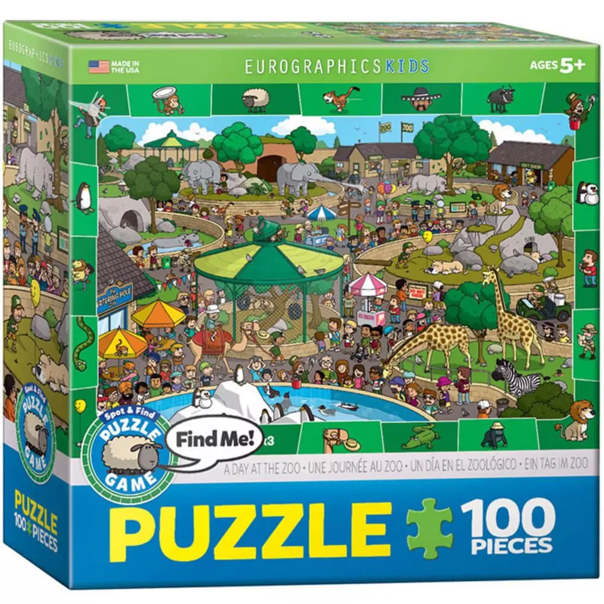 Eurographics Puzzle 100 pièces : Cherche et trouve : Une journée au zoo
