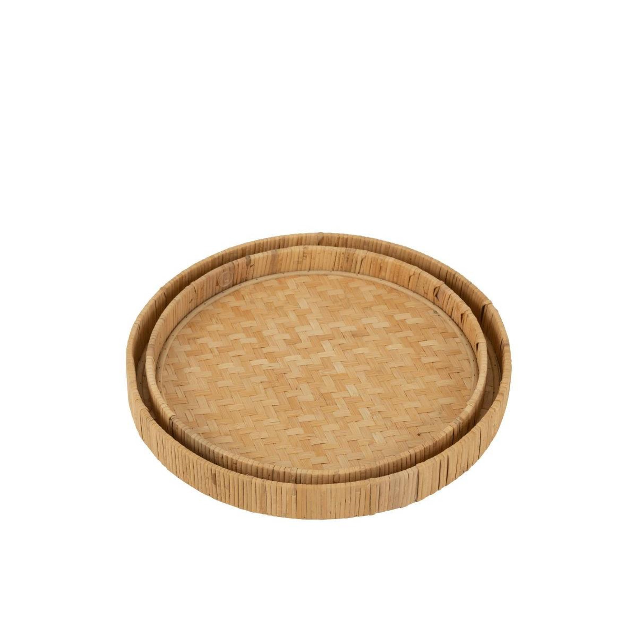 Voir la diapositive 4 : J-LINE Lot de 2 plateaux en bambou  refugio  45cm naturel