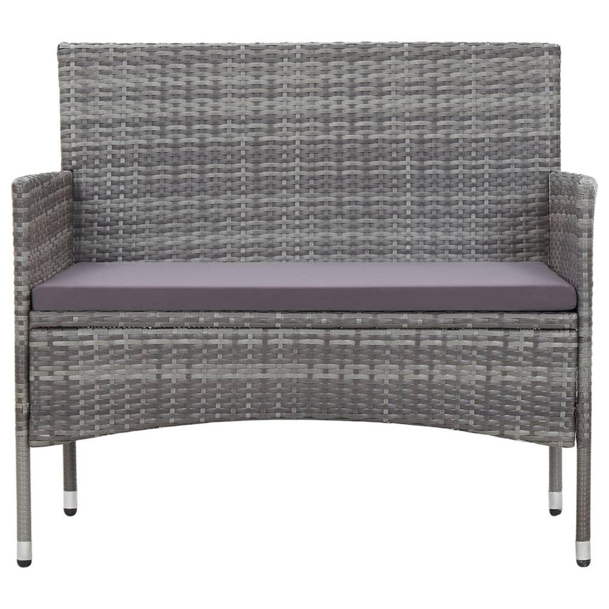 VIDAXL Salon de jardin 4 pcs avec coussins resine tressee gris