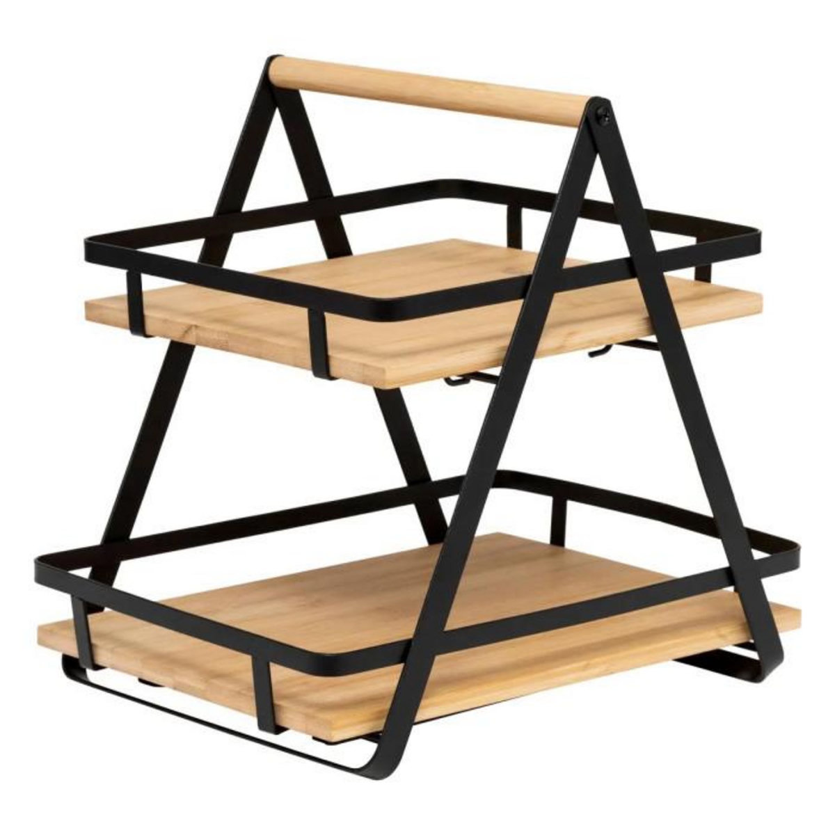 FIVE Étagère de Cuisine 2 Niveaux en Bambou  Ordera  30cm Naturel & Noir