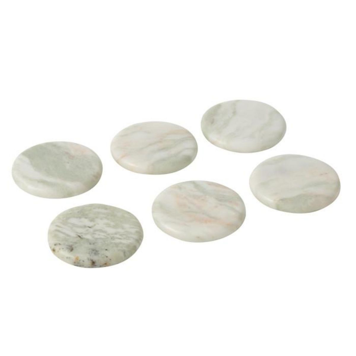 Paris Prix Lot de 6 Dessous de Verre en Marbre  Odell  10cm Blanc & Vert