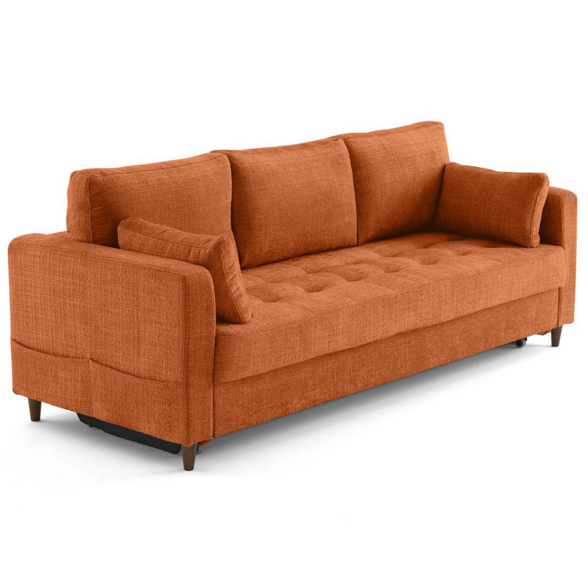 LISA DESIGN Anna - canapé droit 3 places convertible avec poche en velours texturé